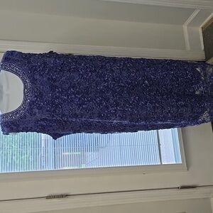 22W Steel/Navy Blue Beaded Sparkle R&M Richards Dress